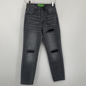 SR vs Sandrine Rose distressed black gray skinny jeans destroyed rain new 24
